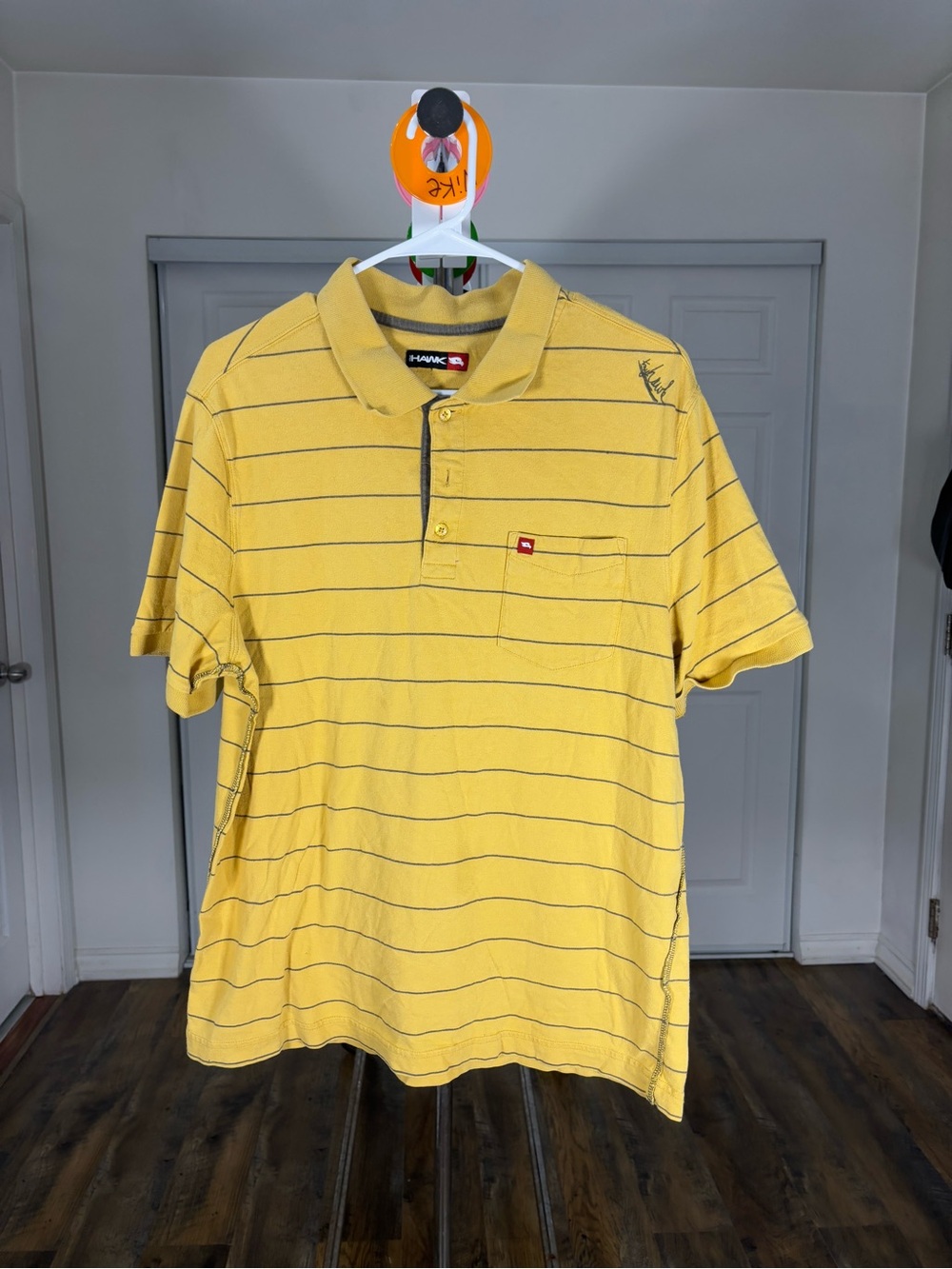 Tony Hawk Yellow Polo with Thin Navy Stripes